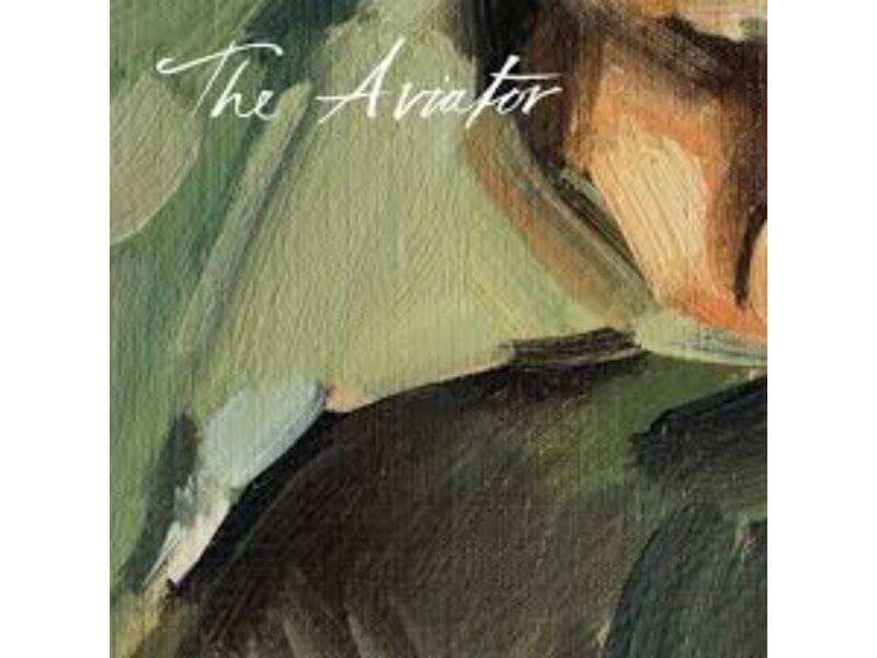 Ernest Henry David Vineyard The Aviator Aligoté 2018; Rectangular label with abstract design in shades of green and gold. White script text