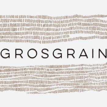 Grosgrain Philips Vineyard Albariño 2021; A very simple white rectangular label, with wavy horizontal stripes above and below the worg 'GROSGRAIN'. Each stripe is composed of short vertical brown bars.