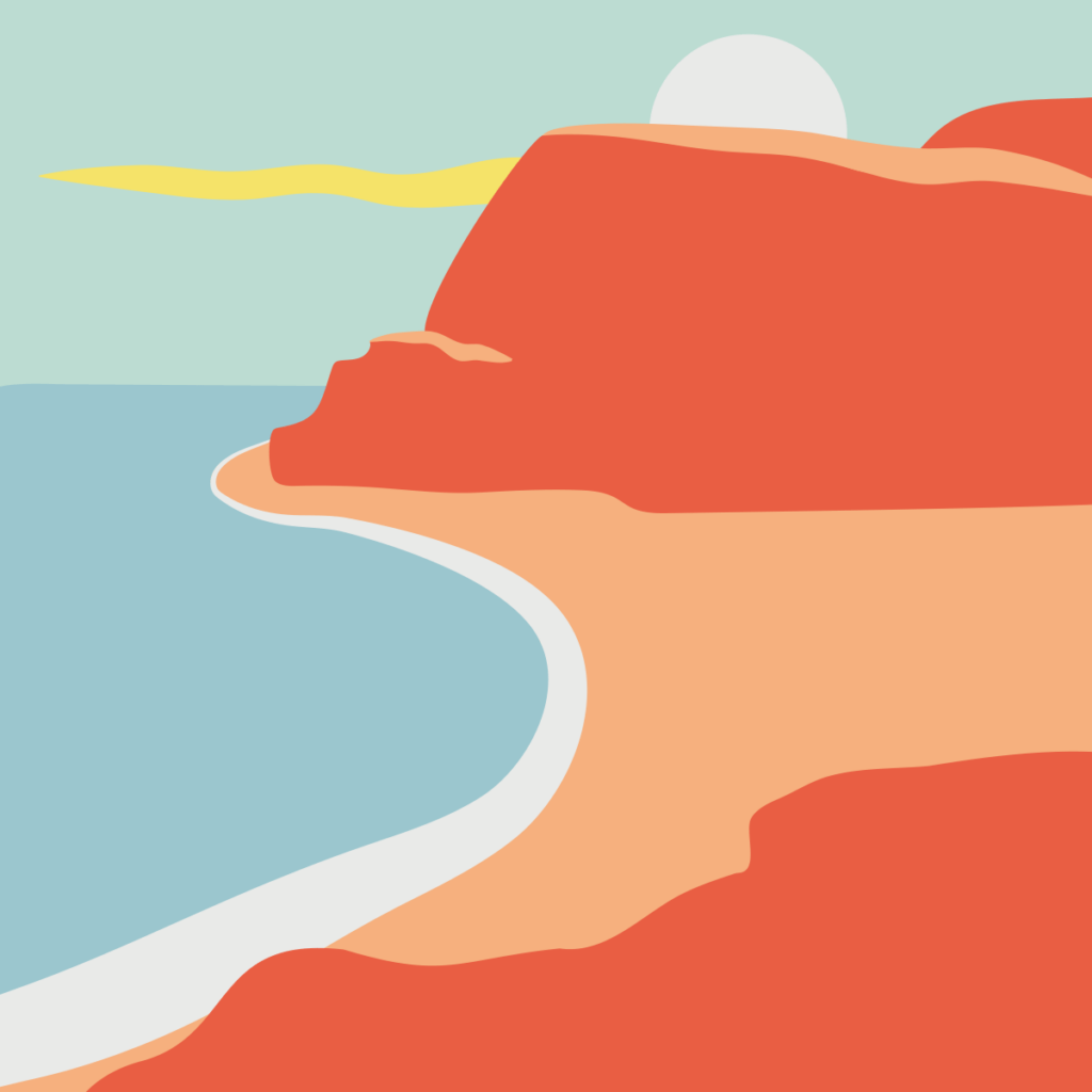 buy wine on line Californian beach scheme in deep orange and blue